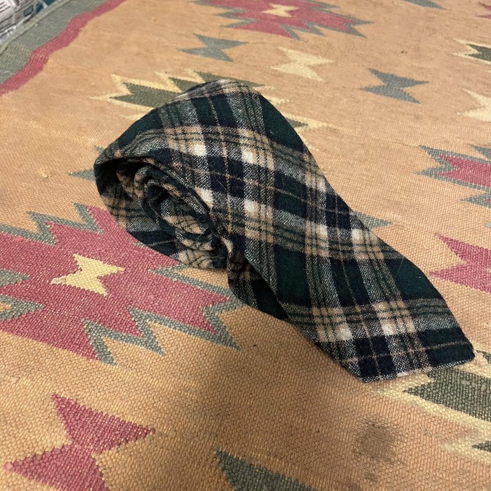 Pendleton Tie Mens One Size Green 100% Wool Tartan Plaid Classic Necktie Woven